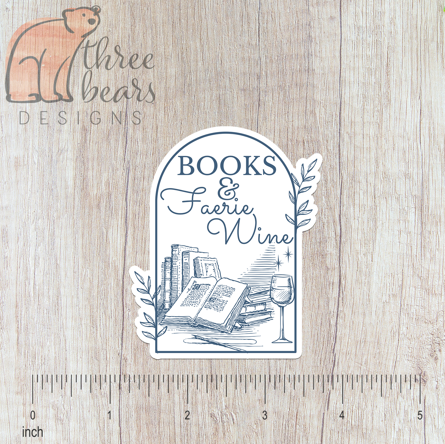 Books and Faerie Wine Sticker — INDOOR USE ONLY
