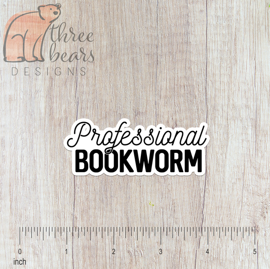 Professional Bookworm Sticker — INDOOR USE ONLY