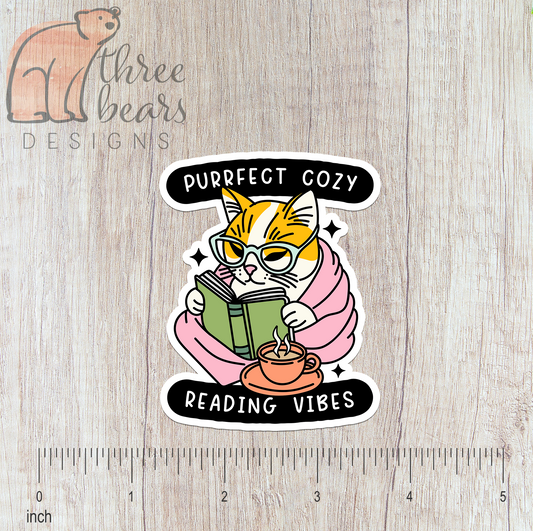 Cozy Reading Vibes Sticker — INDOOR USE ONLY