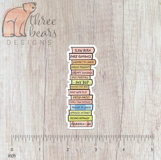 Romance Tropes Sticker — INDOOR USE ONLY