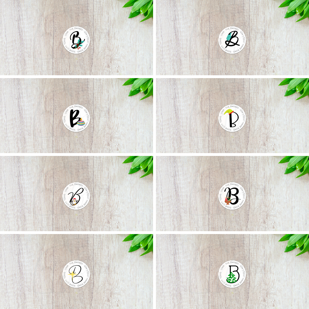 Personalized Address Return Label Stickers, Round Holiday Version