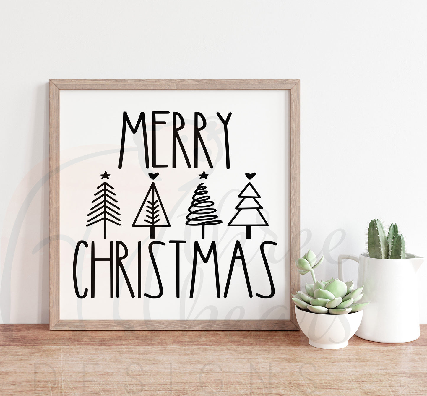 Merry Christmas Trees Shelf Sign