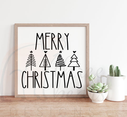 Merry Christmas Trees Shelf Sign