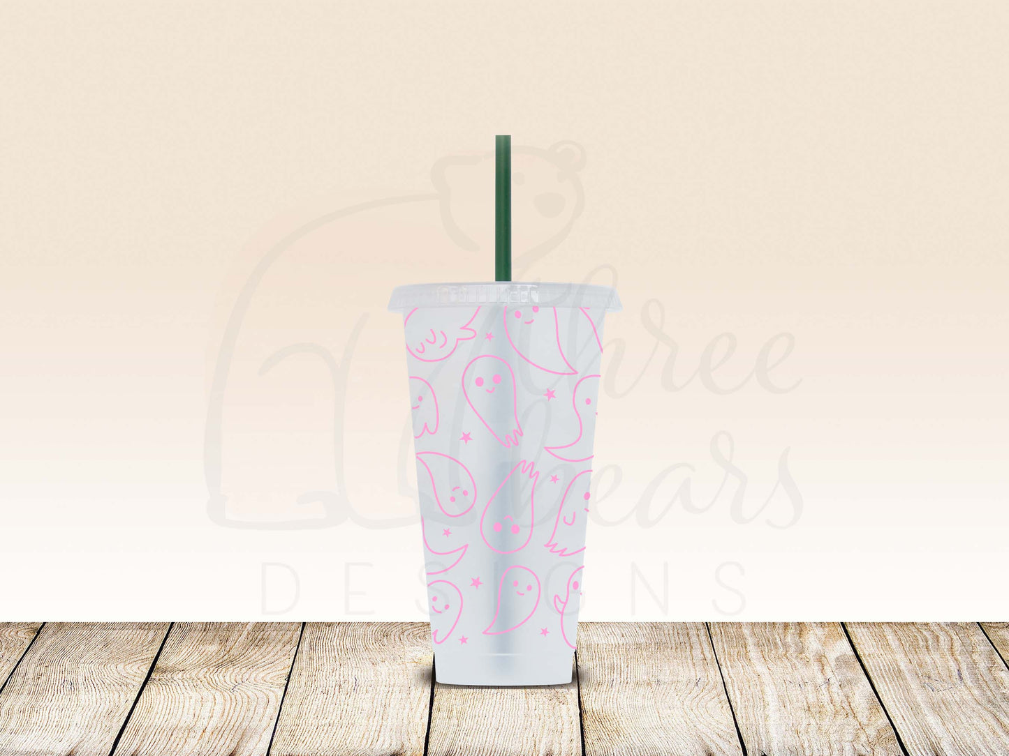 Smiling Ghosties 24oz Cold Cup w/Straw