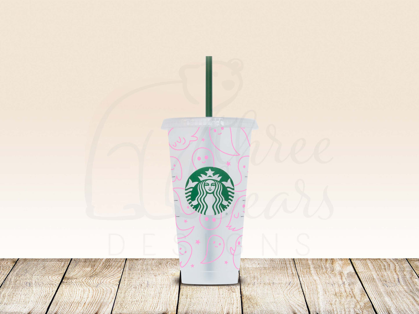 Smiling Ghosties 24oz Cold Cup w/Straw
