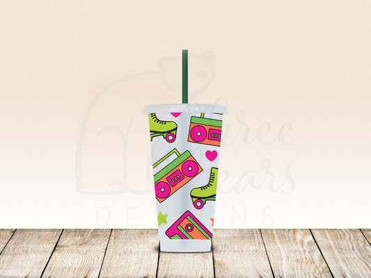 80s Retro 24oz Cold Cup w/Straw