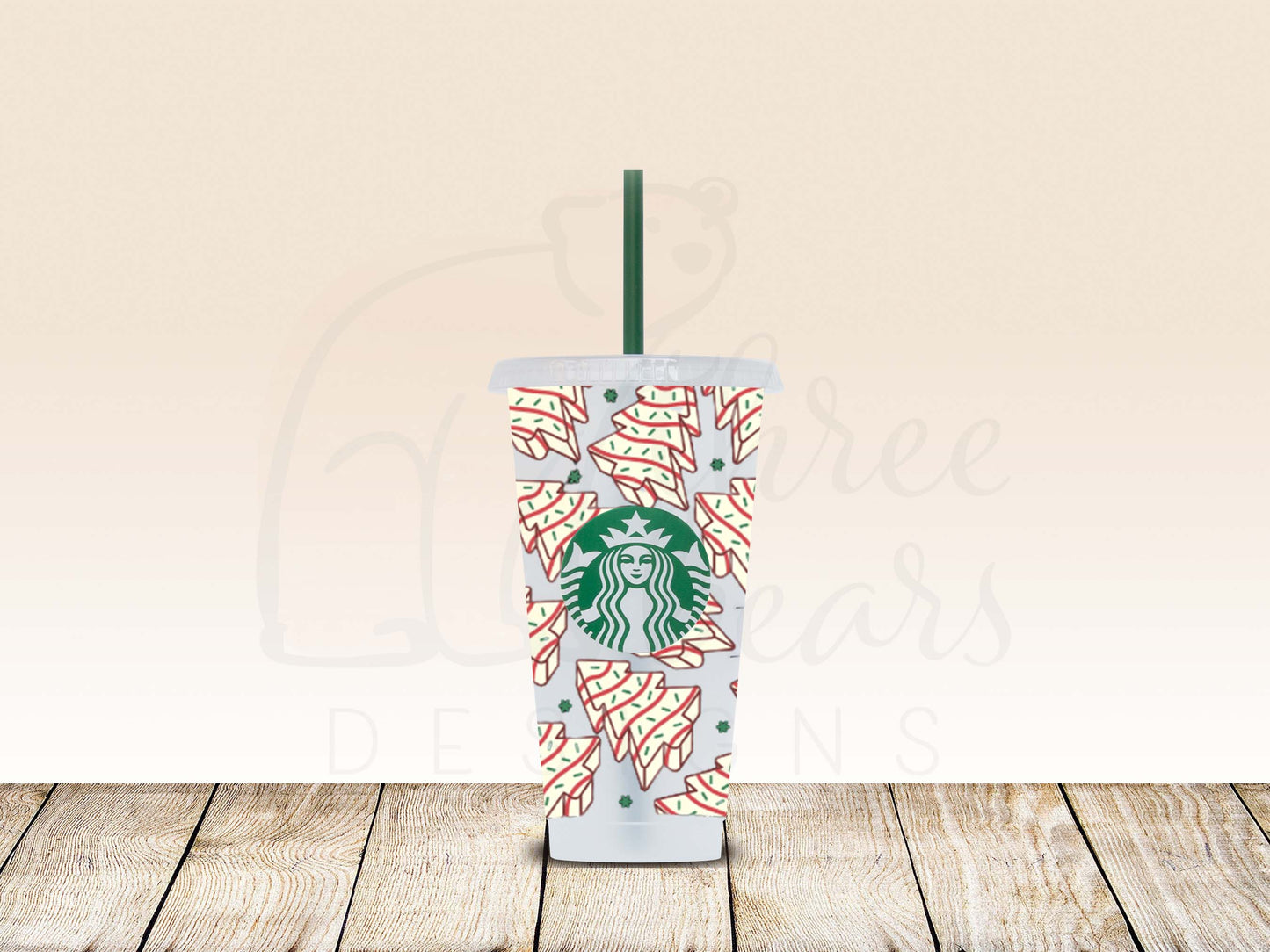 Dessert Lil Christmas Trees 24oz Cold Cup w/Straw