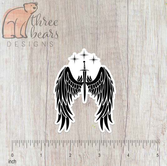 ACOTAR Wings and Sword Sticker — INDOOR USE ONLY