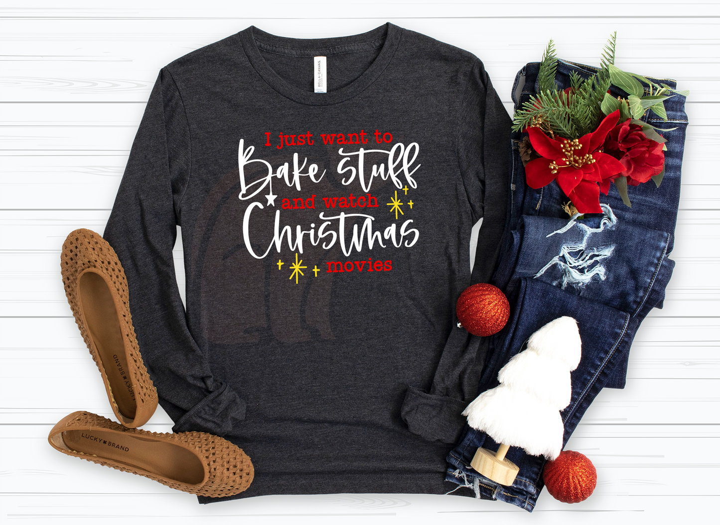 Bake and Watch Christmas Movies Holiday Shirt