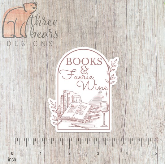 Books and Faerie Wine Sticker — INDOOR USE ONLY