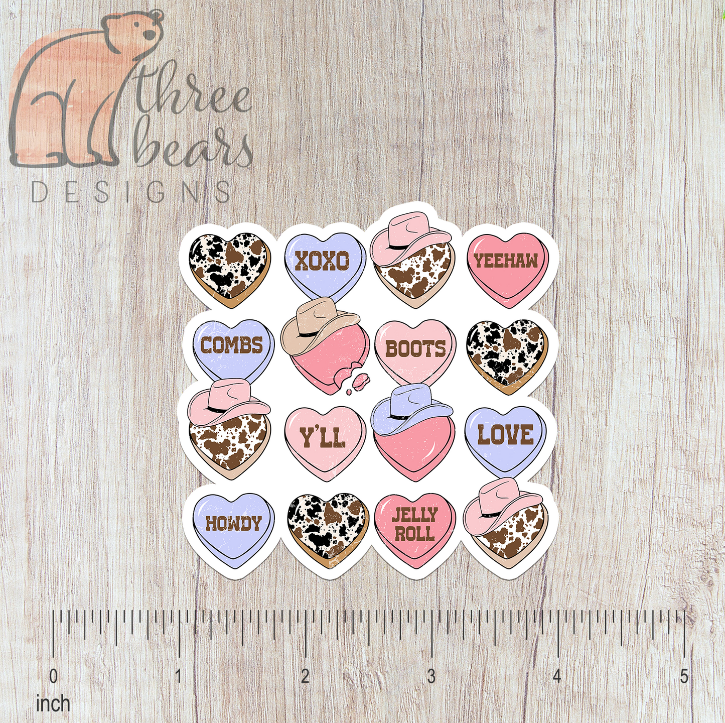 Country Candy Hearts Sticker — INDOOR USE ONLY