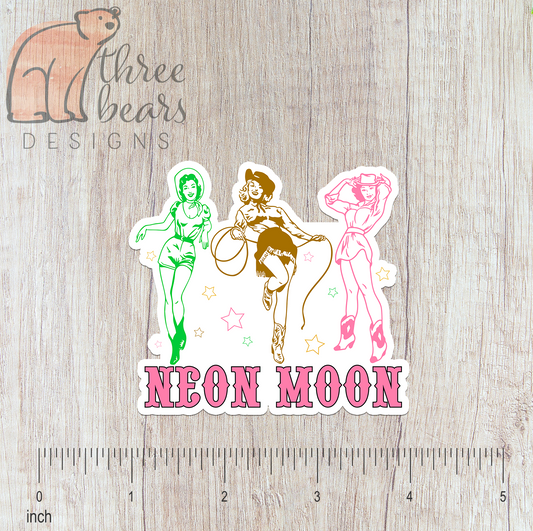 Neon Moon Cowgirls Sticker — INDOOR USE ONLY