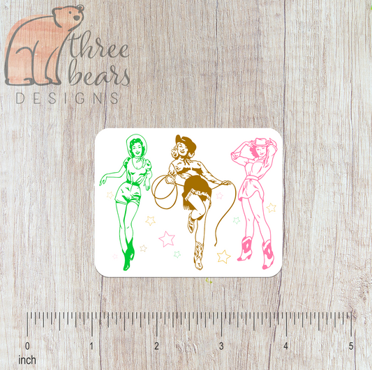 Cowgirl Trio Sticker — INDOOR USE ONLY