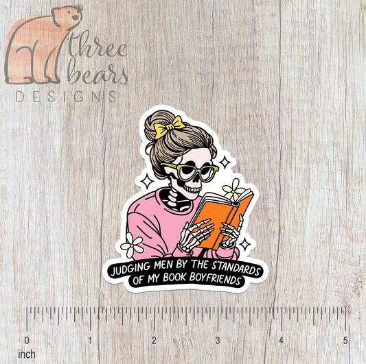 Judging Men By Book Boyfriends Sticker — INDOOR USE ONLY