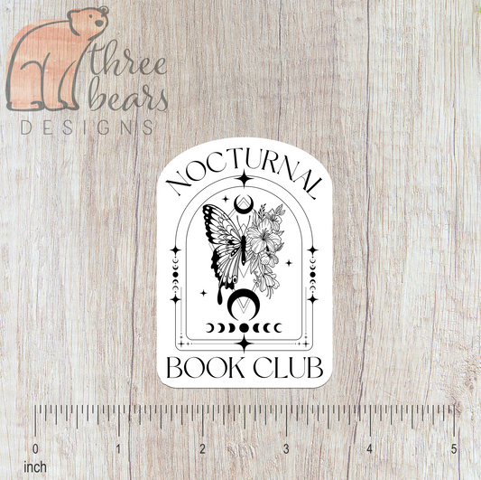 Nocturnal Book Club Sticker — INDOOR USE ONLY