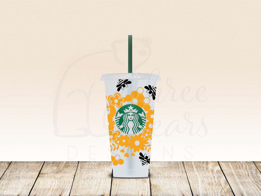 Honeycomb Bees 24oz Cold Cup w/Straw