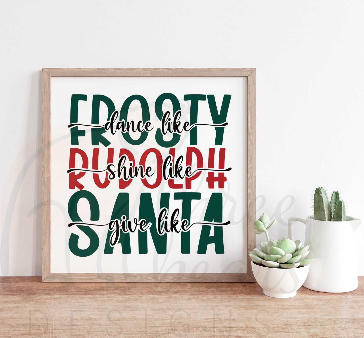 Frosty Rudolph Santa Shelf Sign