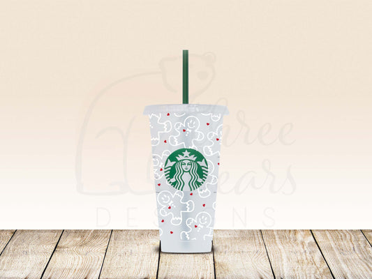 Gingerbread Hearts 24oz Cold Cup w/Straw