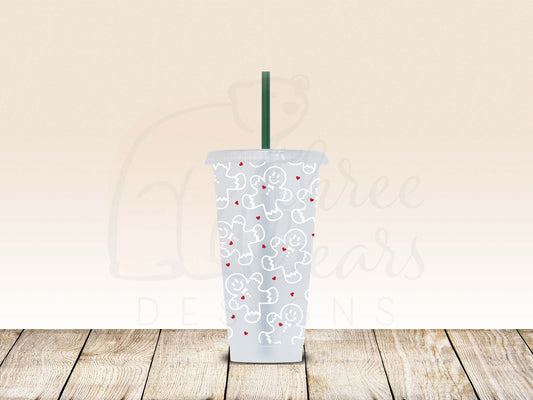 Gingerbread Hearts 24oz Cold Cup w/Straw