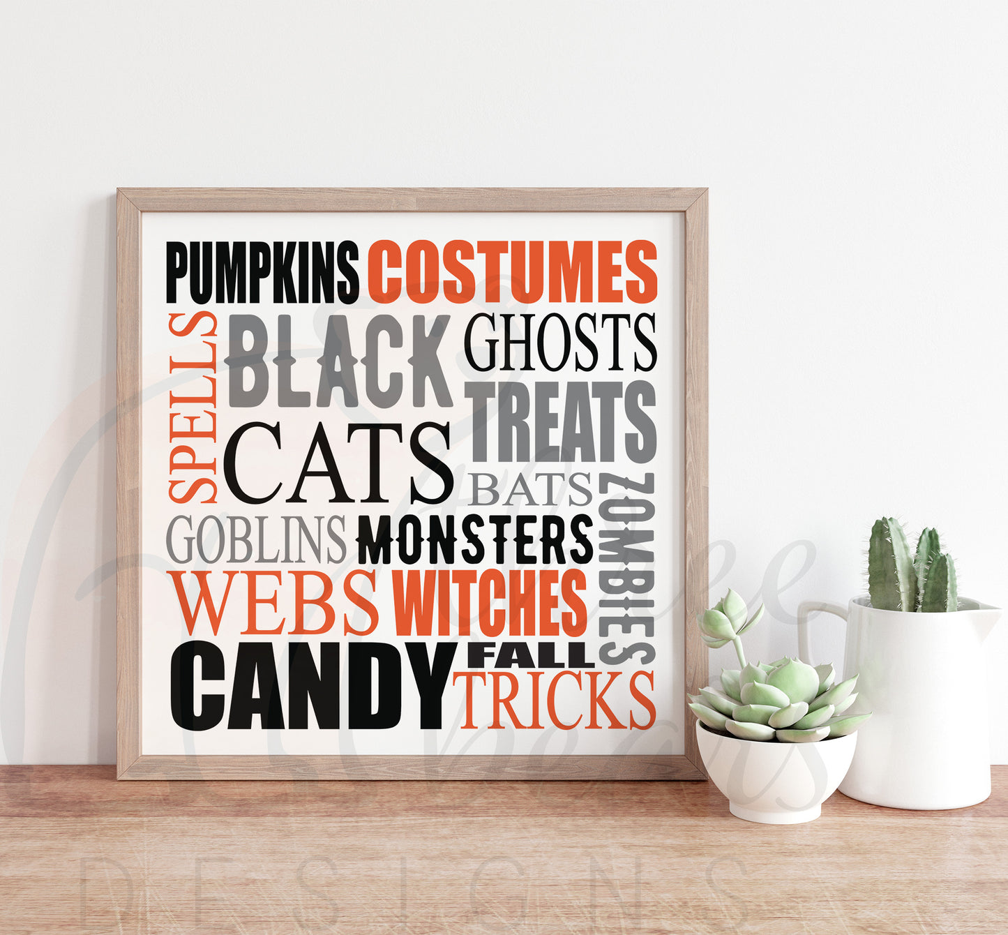 Halloween Word Collage Shelf Sign