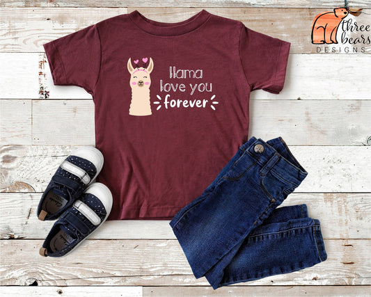 Llama Love You Forever Valentine's Day Shirt