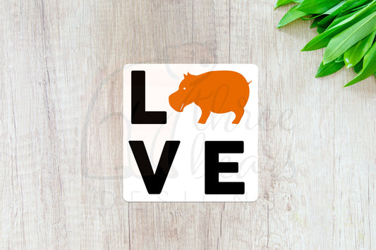 Hippo Love Sticker — INDOOR USE ONLY