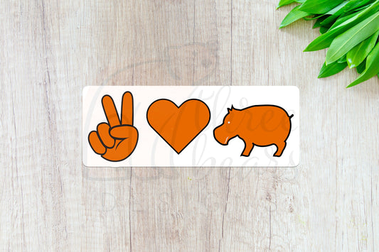 Peace Love Hippos Sticker — INDOOR USE ONLY