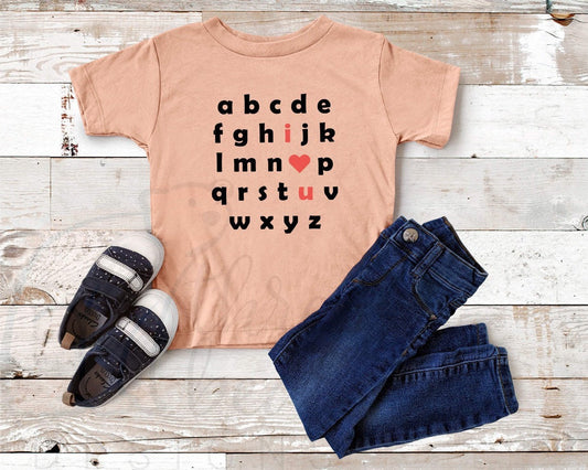 I Heart You Alphabet Valentine's Day Shirt