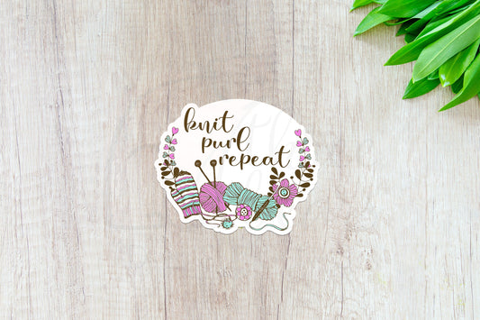 Knit Purl Repeat Sticker — INDOOR USE ONLY