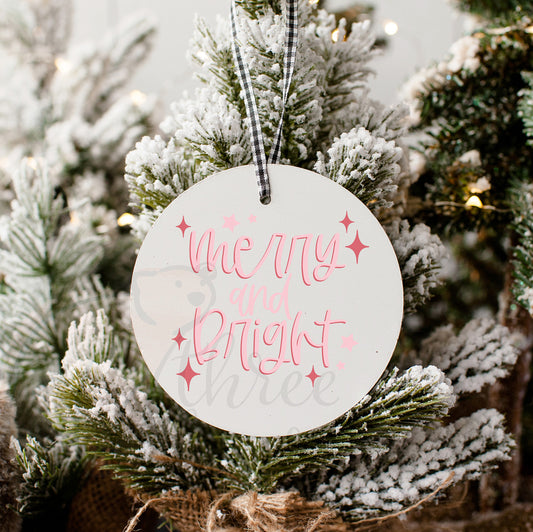 Retro Merry & Bright Christmas Ornament