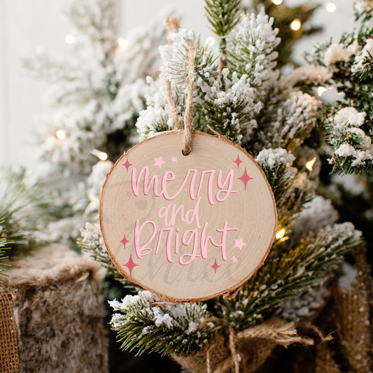 Retro Merry & Bright Christmas Ornament