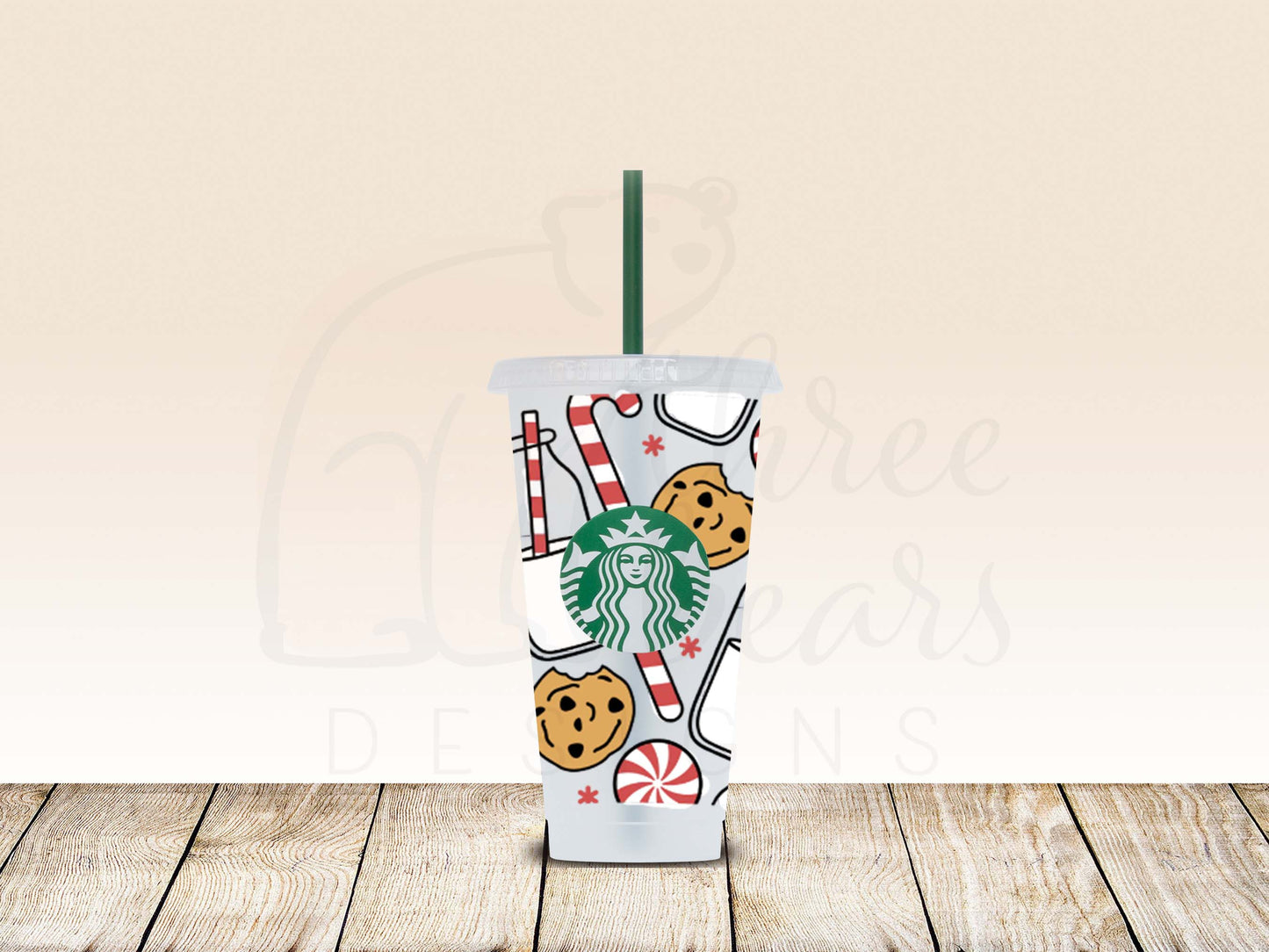 Milk & Cookies Xmas 24oz Cold Cup w/Straw