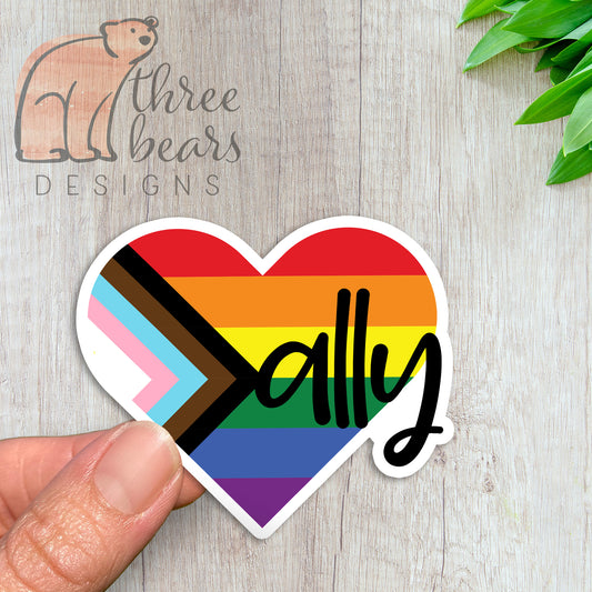 Pride Ally Heart Sticker — INDOOR USE ONLY