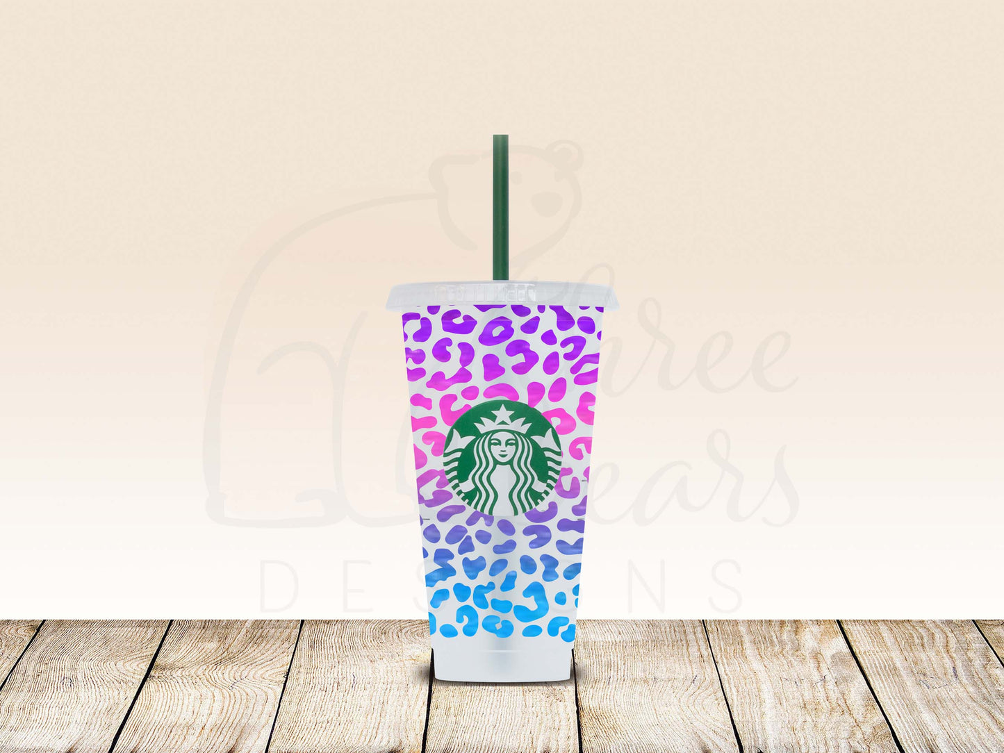 Leopard Print 24oz Cold Cup w/Straw