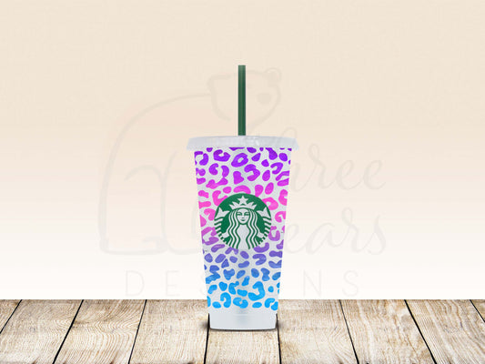 Leopard Print 24oz Cold Cup w/Straw