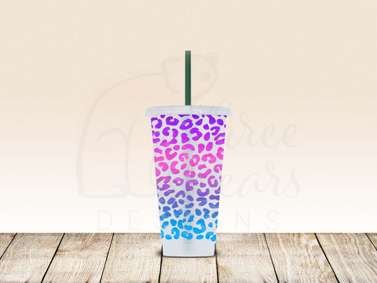 Leopard Print 24oz Cold Cup w/Straw