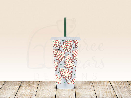 Dessert Lil Christmas Trees 24oz Cold Cup w/Straw