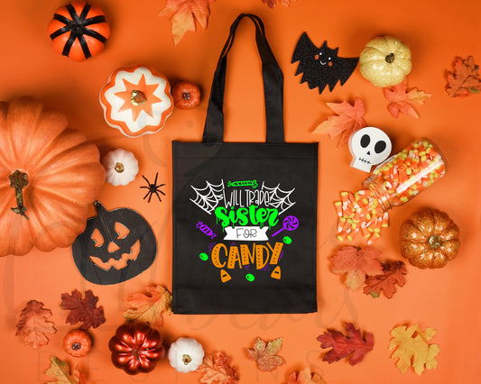 Trade Sister for Candy Trick or Treat Tote Bag