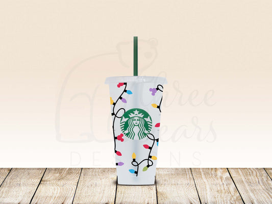 Christmas Lights 24oz Cold Cup w/Straw