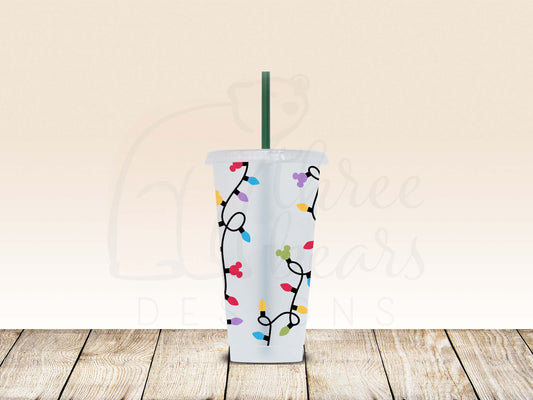 Christmas Lights 24oz Cold Cup w/Straw